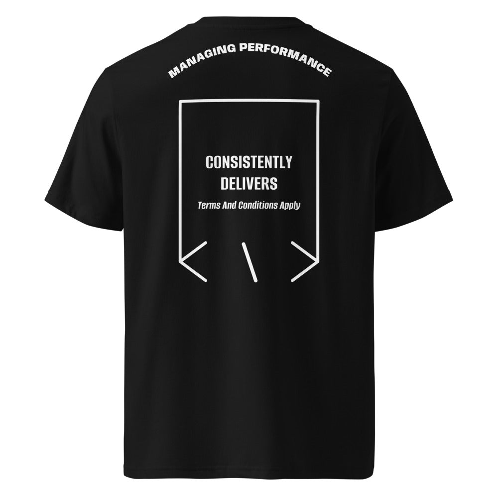 Consistently Delivers — Black White back mockup