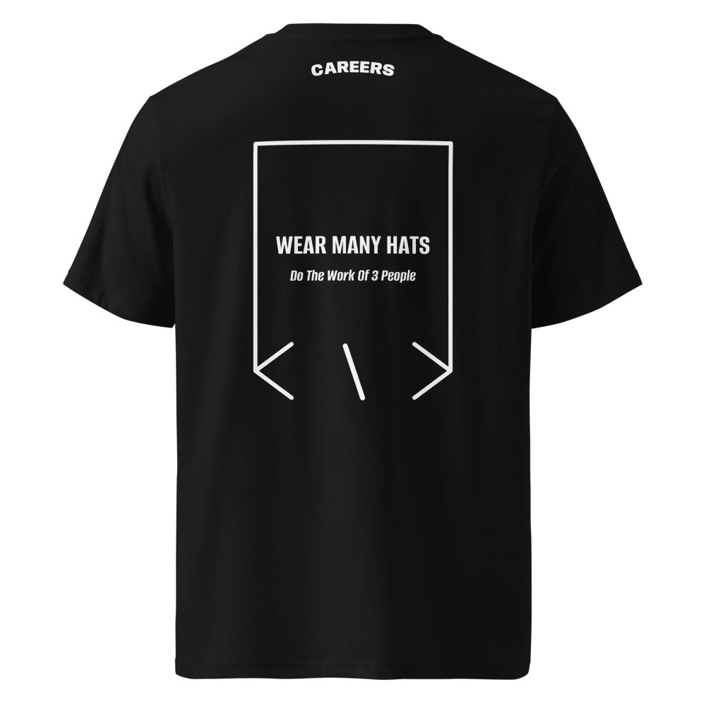 Wear Many Hats — Black White back mockup