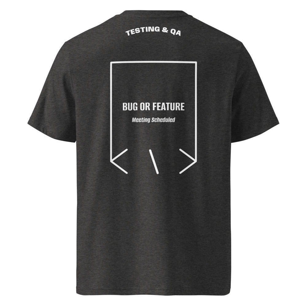 Bug Or Feature — Dark Heather Grey White back mockup