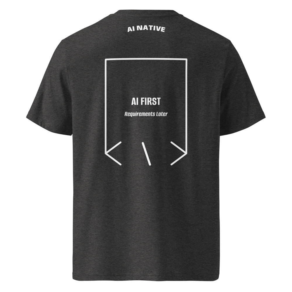 AI First — Dark Heather Grey White back mockup