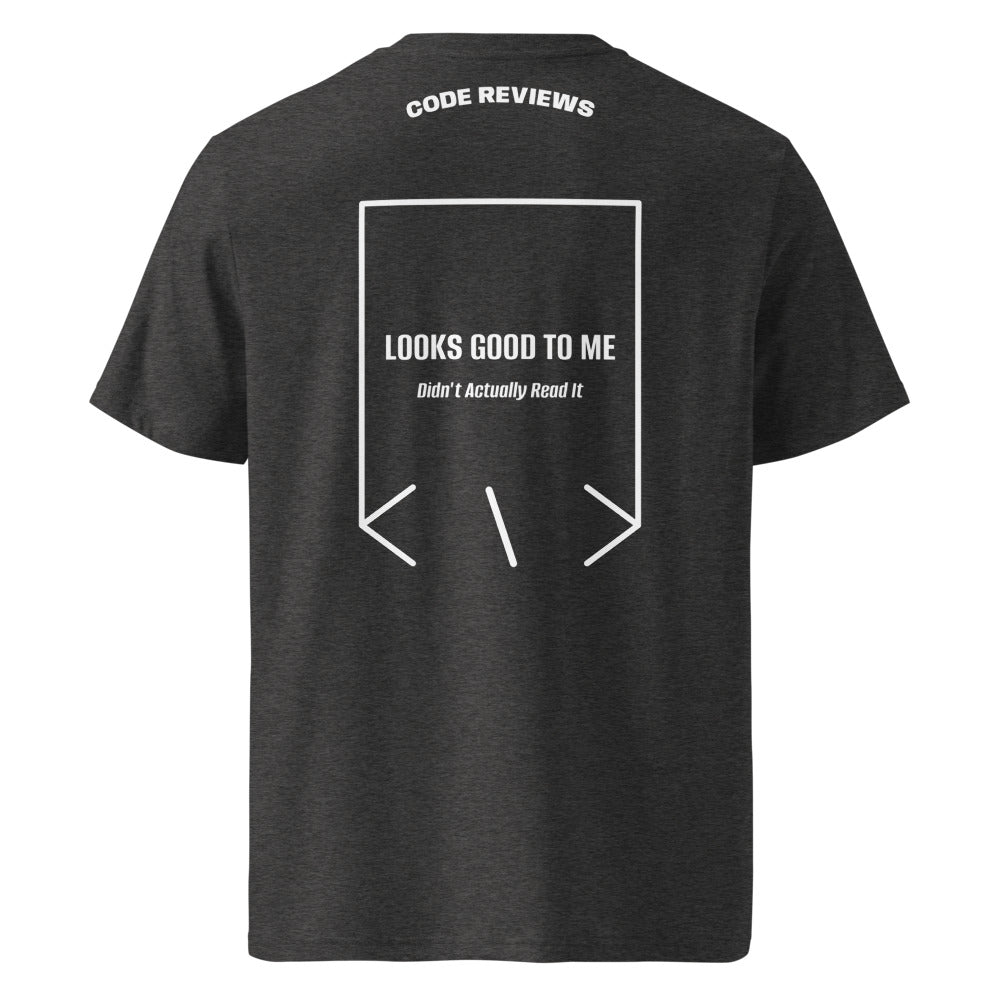 Looks Good To Me — Dark Heather Grey White back mockup
