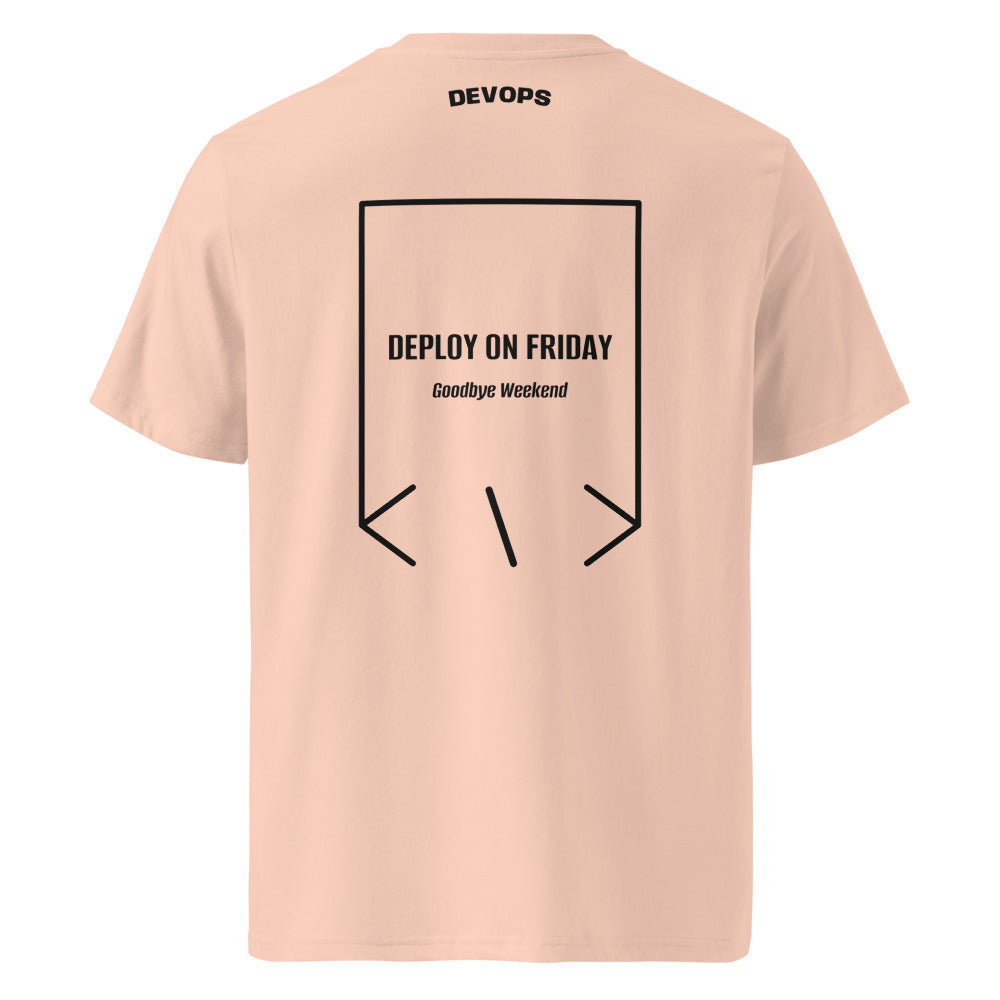 Deploy On Friday — Fraiche Peche Black back mockup