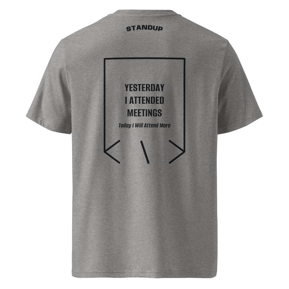 Yesterday I Attended Meetings — Heather Grey Black back mockup