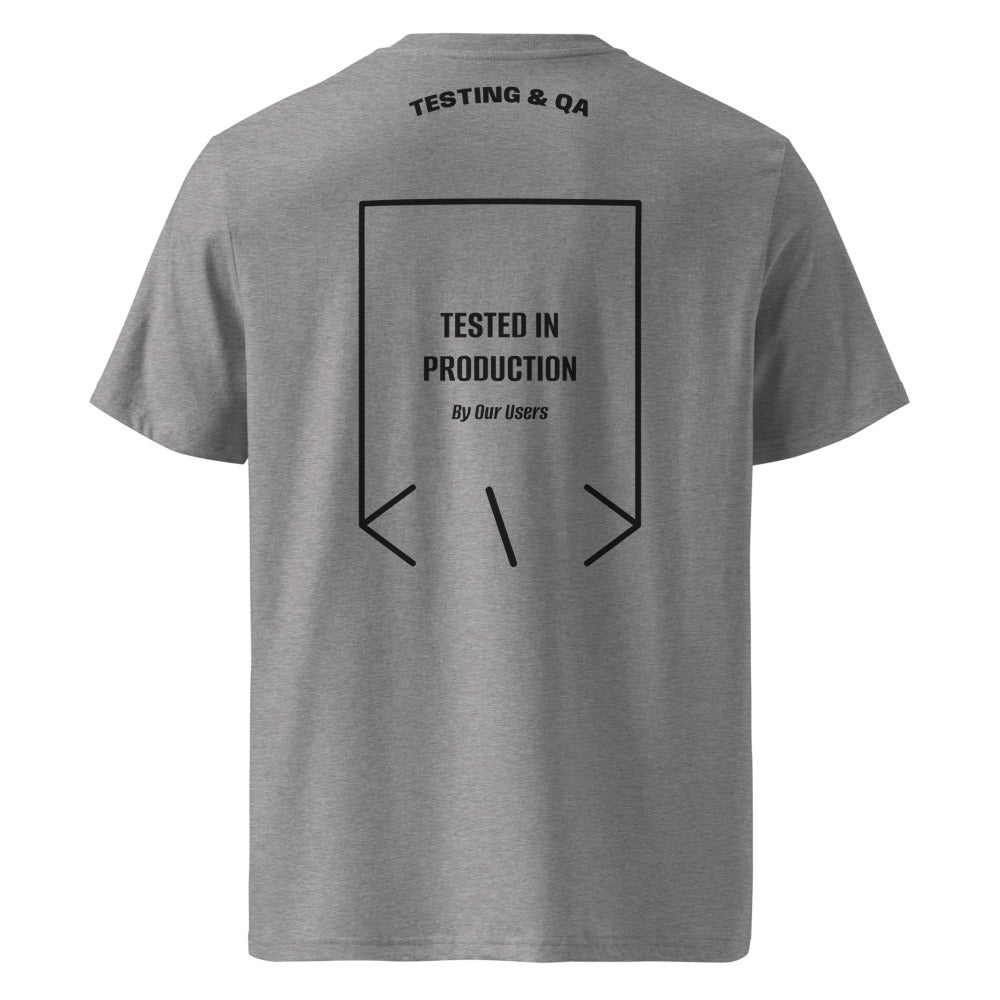 Tested In Production — Heather Grey Black back mockup