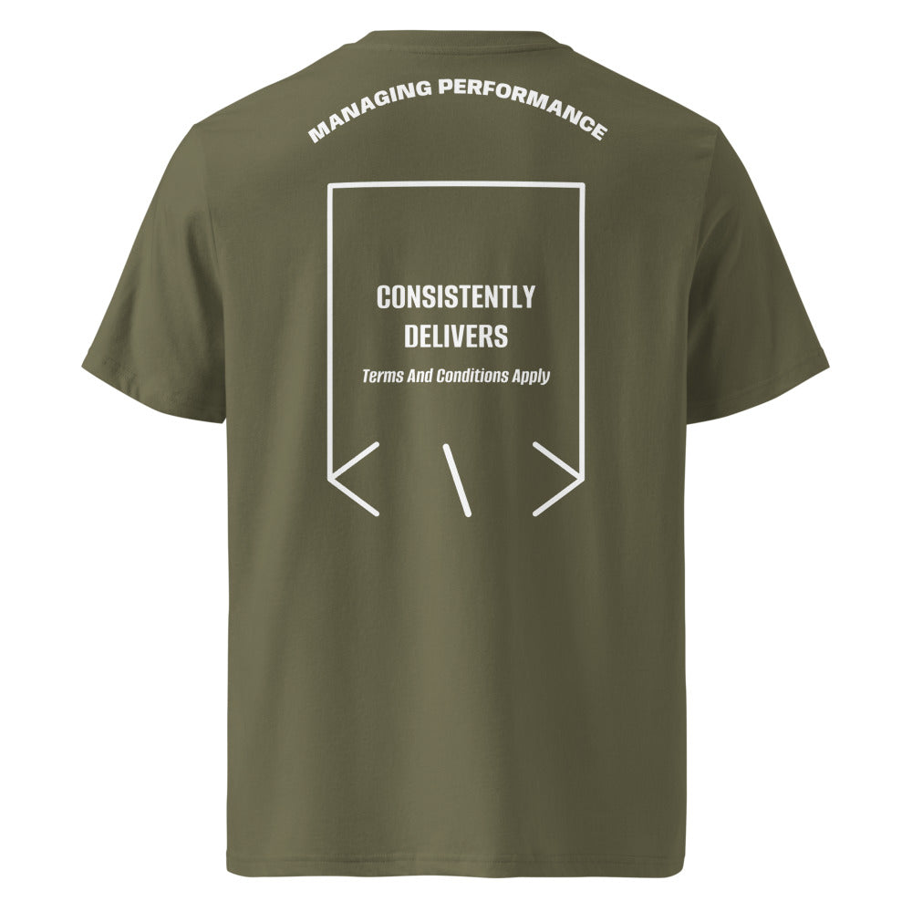 Consistently Delivers — Khaki White back mockup