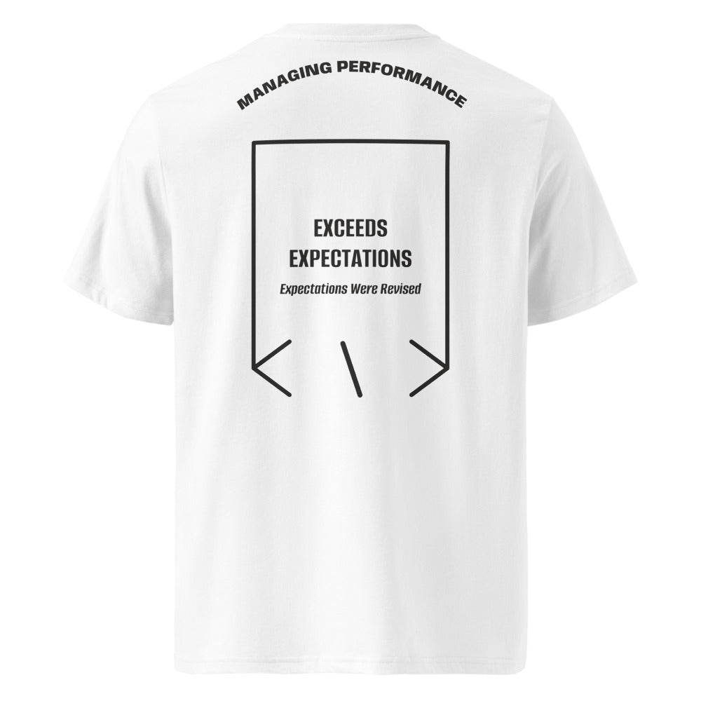 Exceeds Expectations — White Dark Heather Grey back mockup