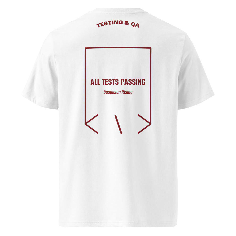 All Tests Passing — White Burgundy back mockup