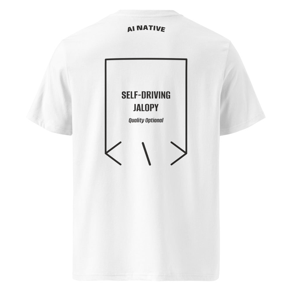 Self-Driving Jalopy — White Dark Heather Grey back mockup