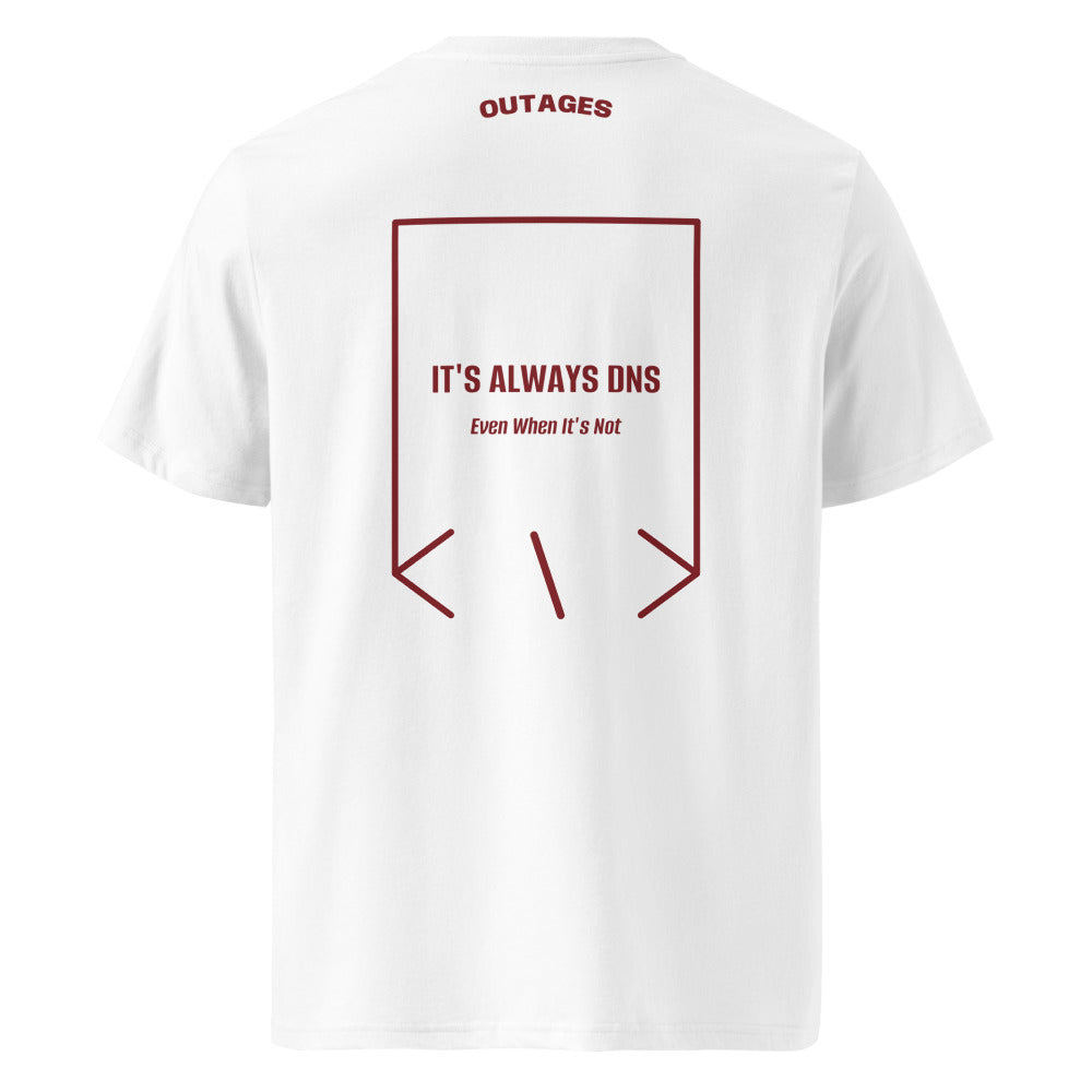 It's Always DNS — White Burgundy back mockup