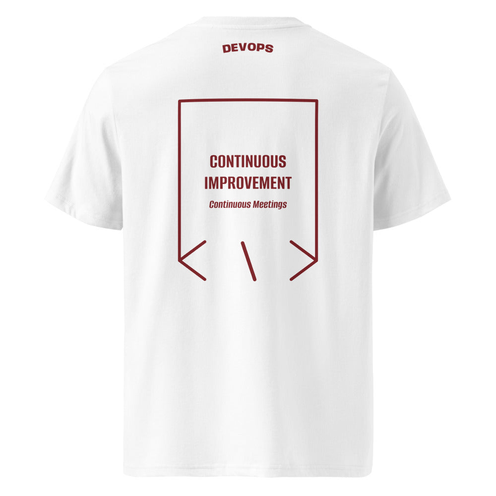 Continuous Improvement — White Burgundy back mockup