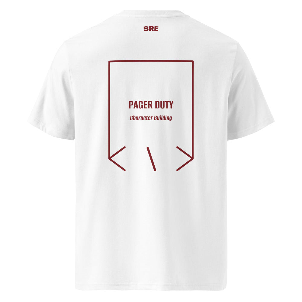 Pager Duty — White Burgundy back mockup