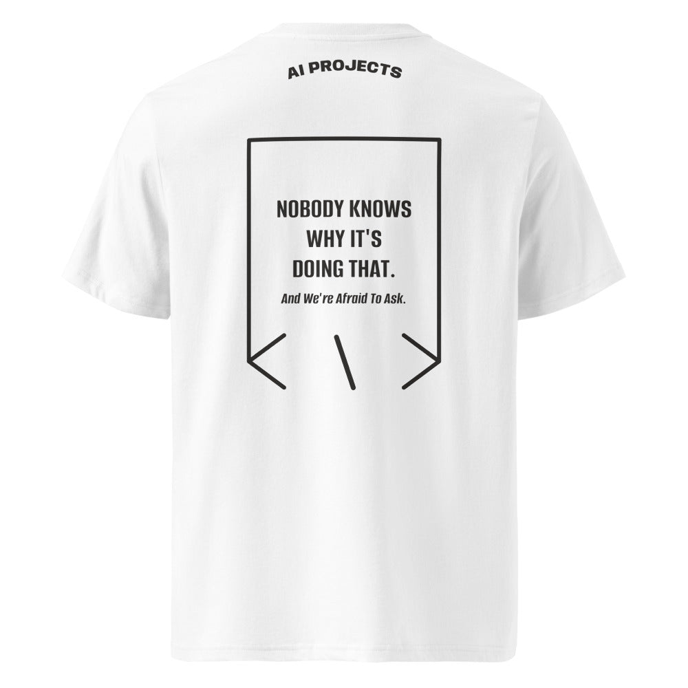 Nobody Knows Why It's Doing That. — White Dark Heather Grey back mockup