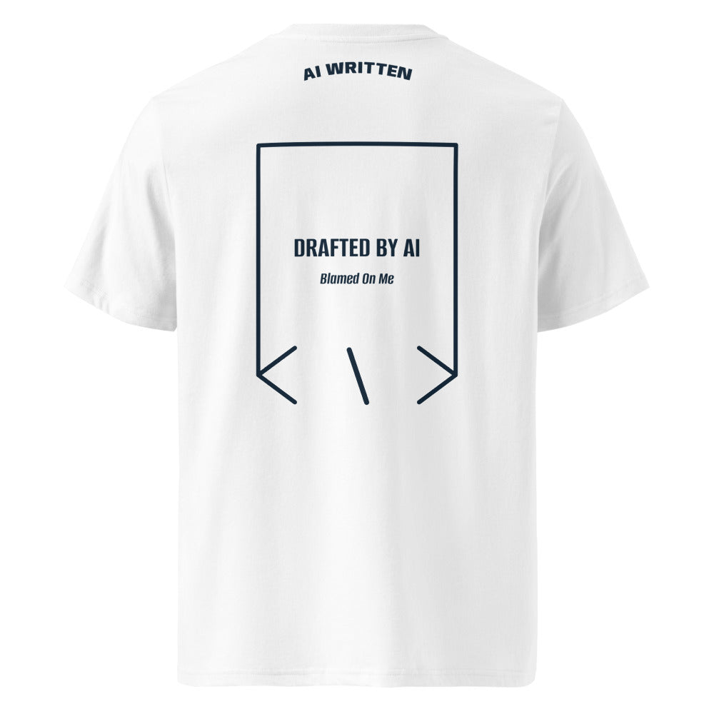 Drafted By AI — White French Navy back mockup