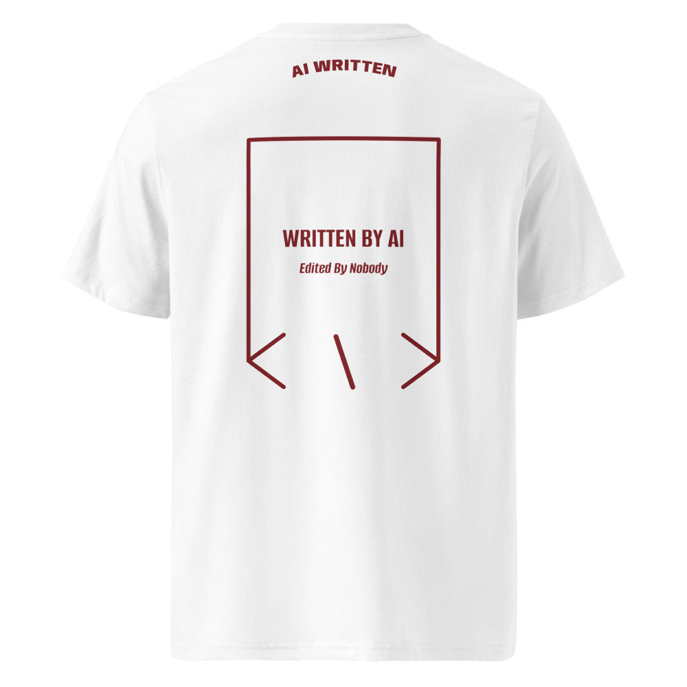 Written By AI — White Burgundy back mockup