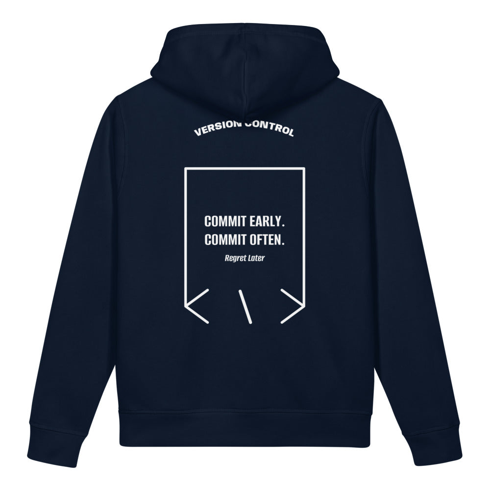 Commit Early. Commit Often. — French Navy White back mockup