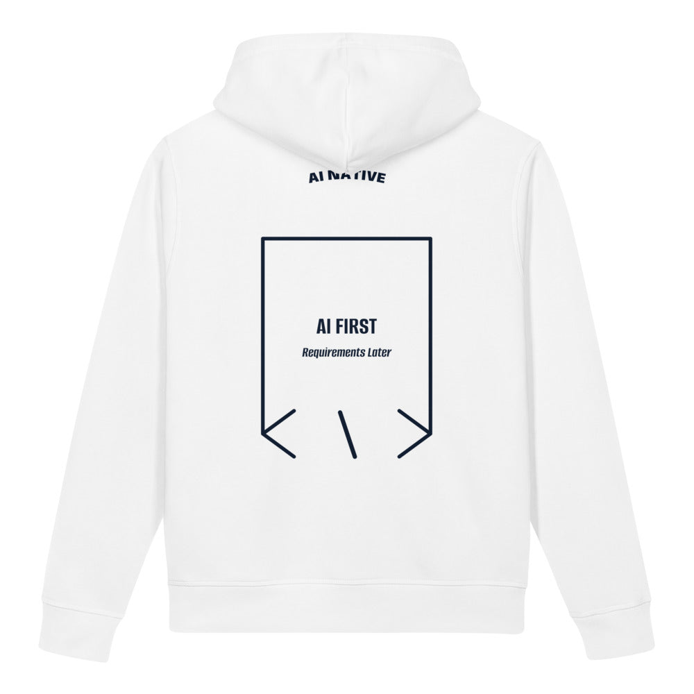 AI First — White French Navy back mockup
