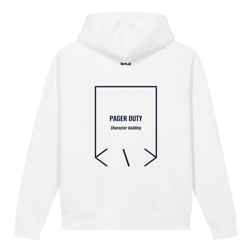 Pager Duty — White French Navy back mockup