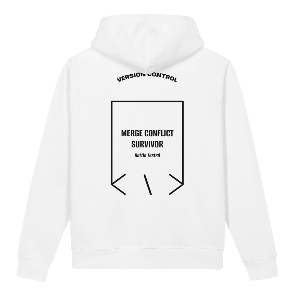 Merge Conflict Survivor — White Black back mockup