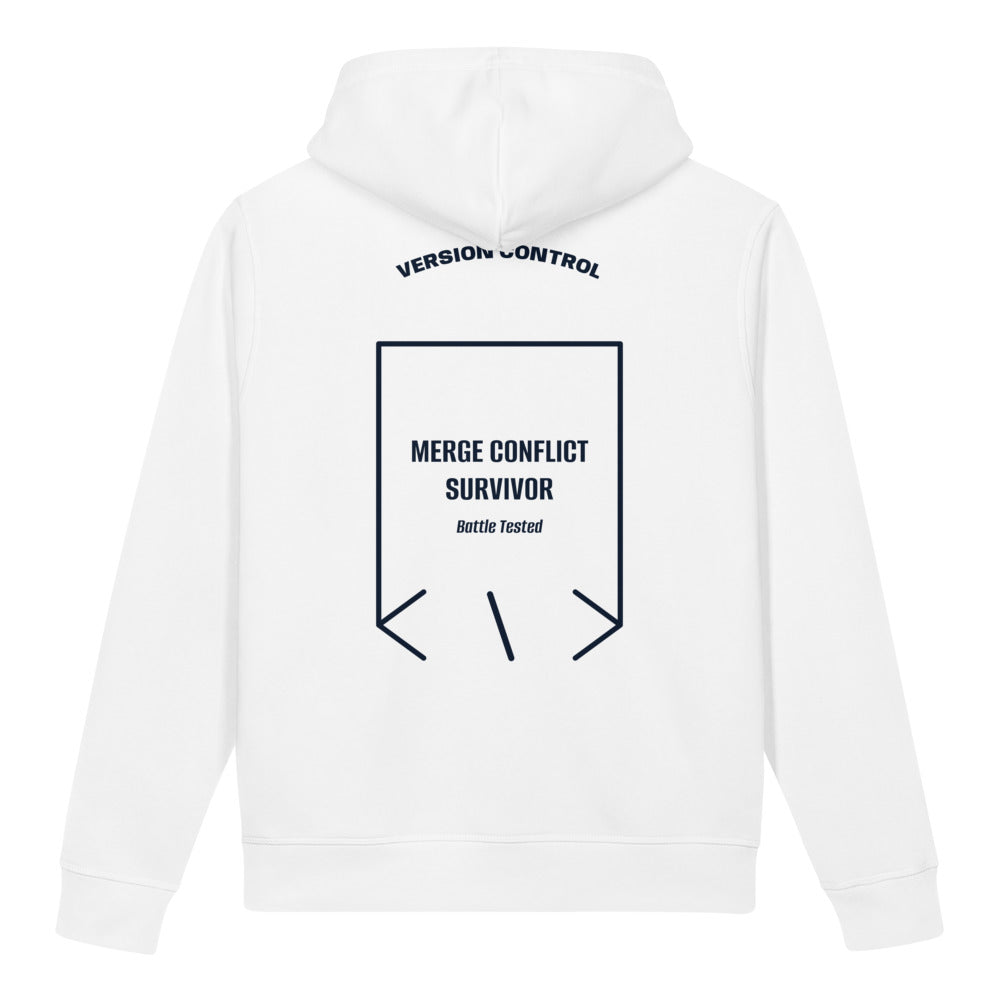 Merge Conflict Survivor — White French Navy back mockup