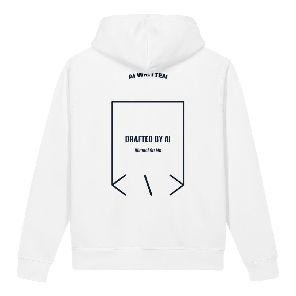 Drafted By AI — White French Navy back mockup