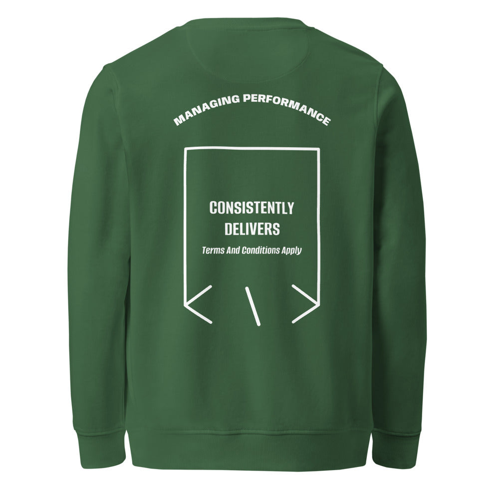 Consistently Delivers — Bottle Green White back mockup