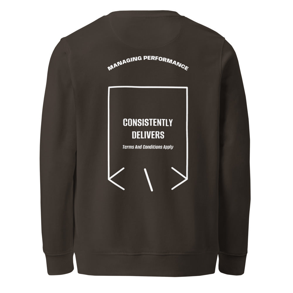 Consistently Delivers — Deep Charcoal Grey White back mockup