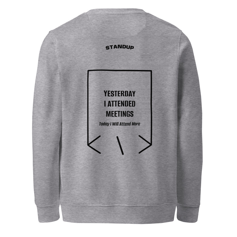 Yesterday I Attended Meetings — Grey Melange Black back mockup