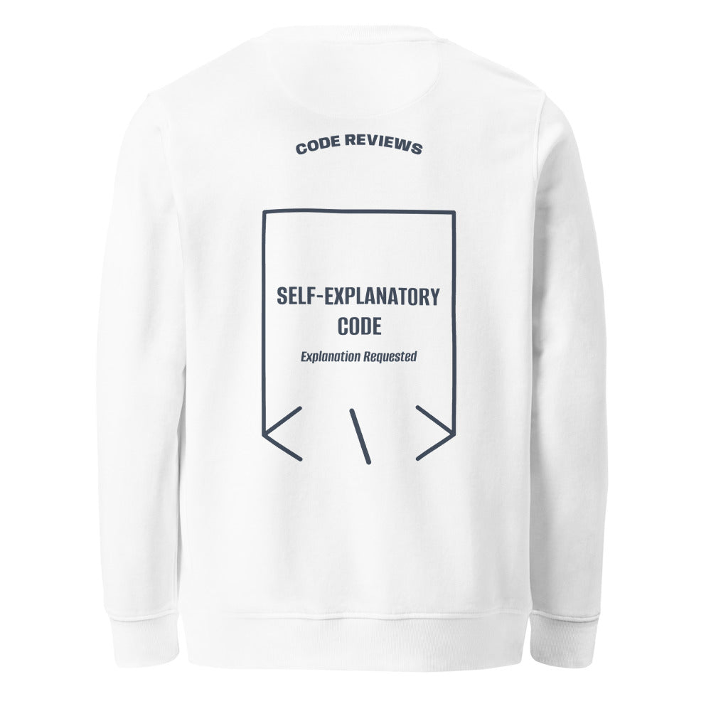 Self-Explanatory Code — White French Navy back mockup