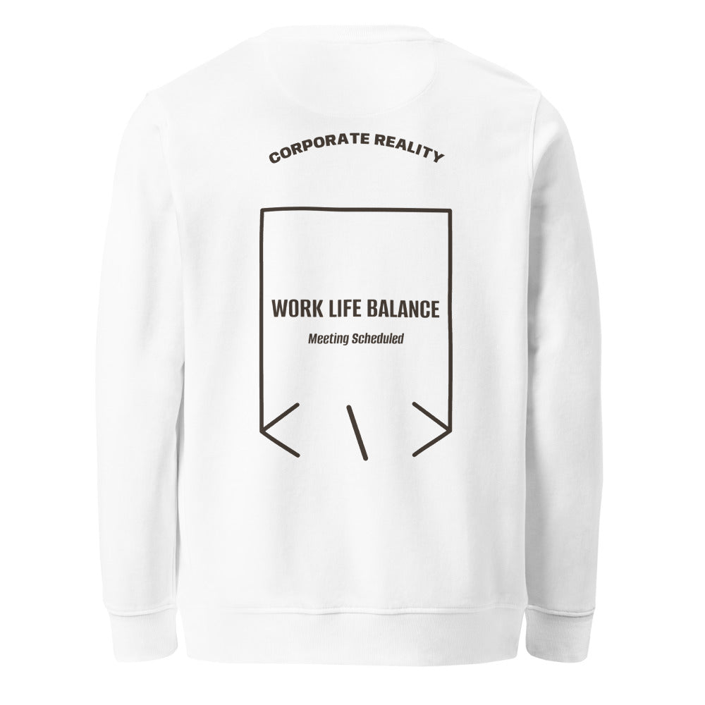 Work Life Balance — White Deep Charcoal Grey back mockup