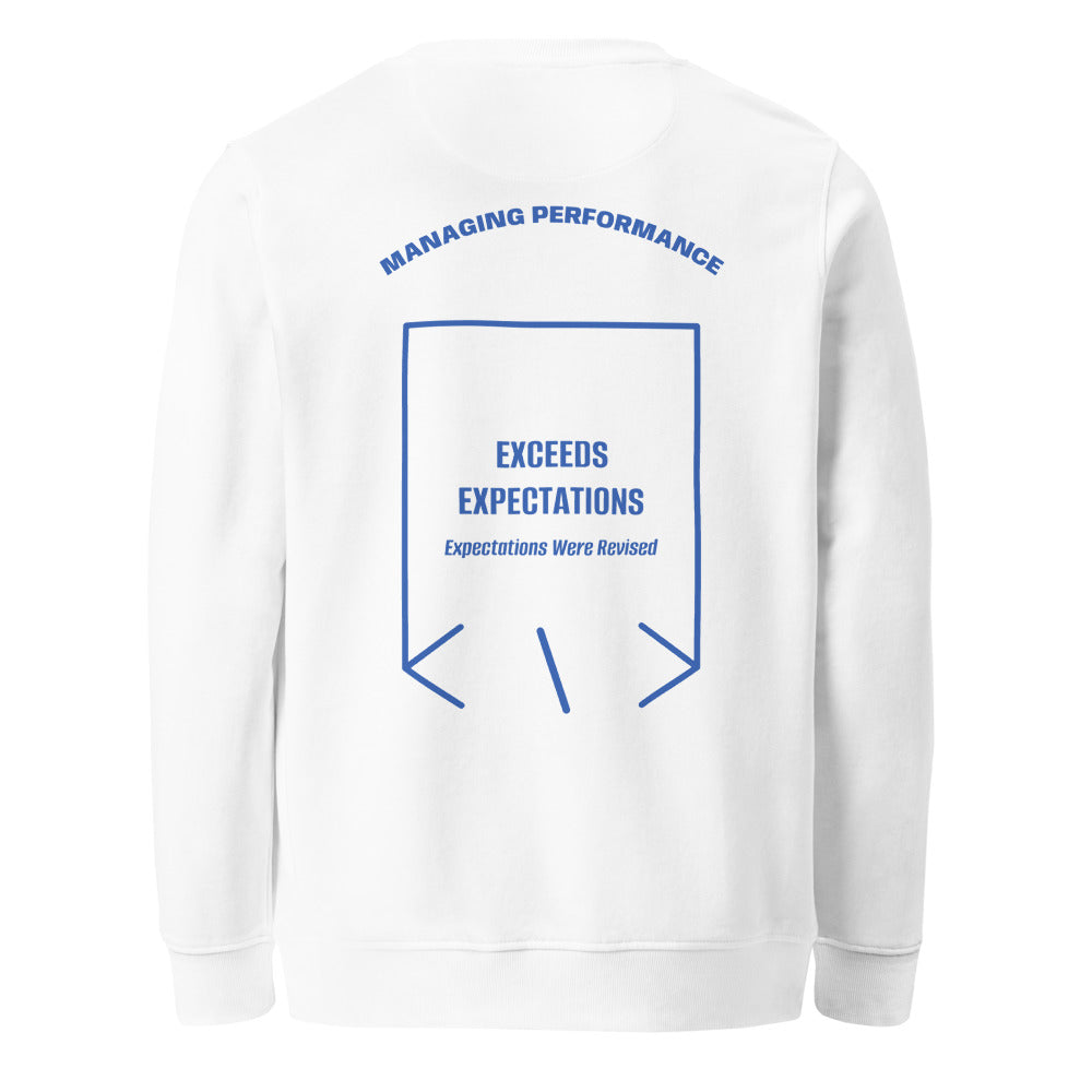 Exceeds Expectations — White Royal Blue back mockup