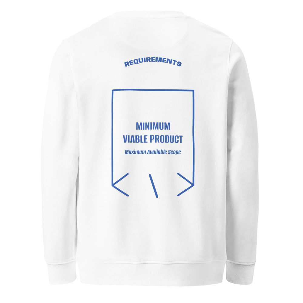 Minimum Viable Product — White Royal Blue back mockup