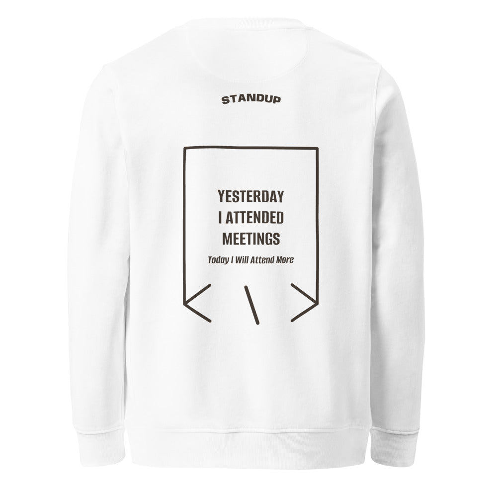 Yesterday I Attended Meetings — White Deep Charcoal Grey back mockup