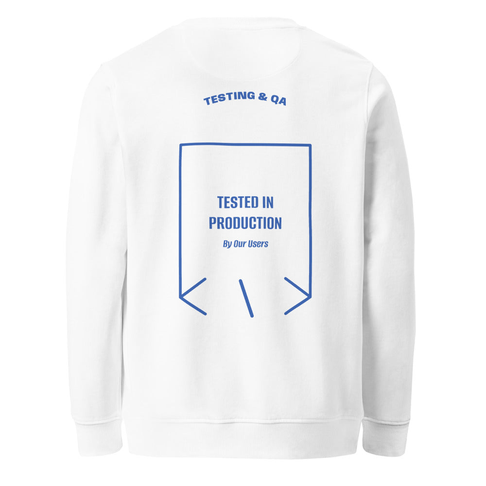 Tested In Production — White Royal Blue back mockup