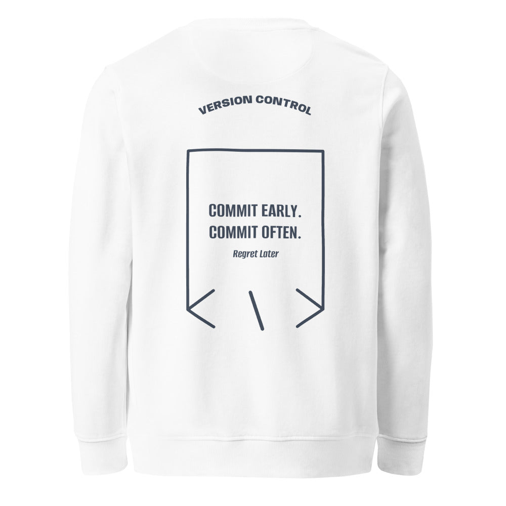 Commit Early. Commit Often. — White French Navy back mockup