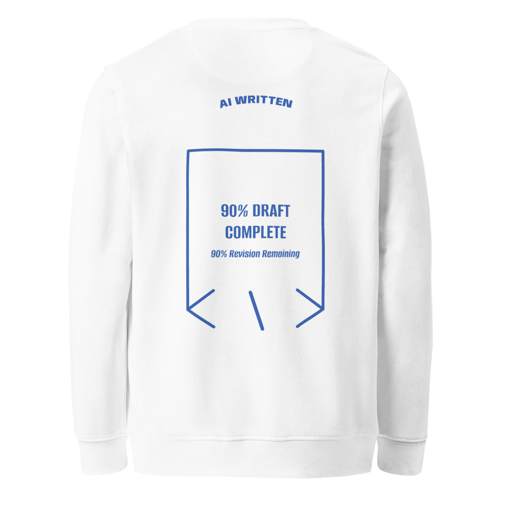 90% Draft Complete — White Royal Blue back mockup