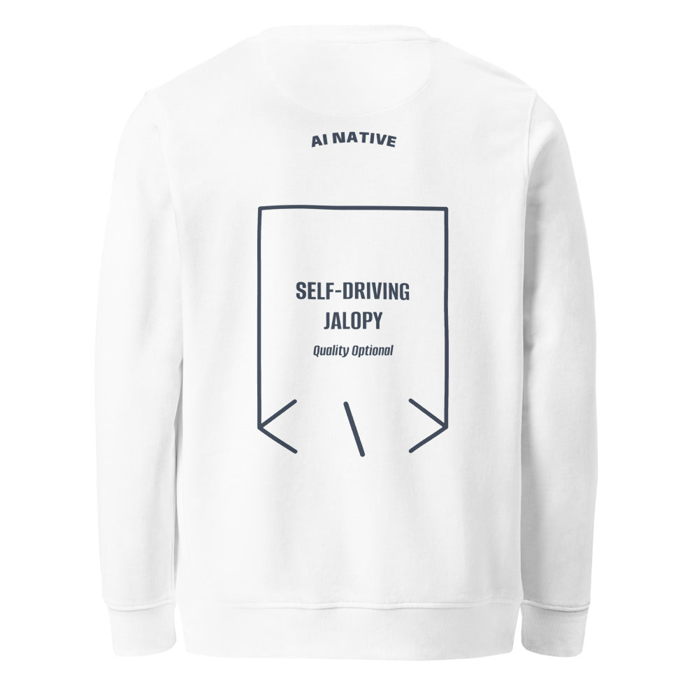 Self-Driving Jalopy — White French Navy back mockup