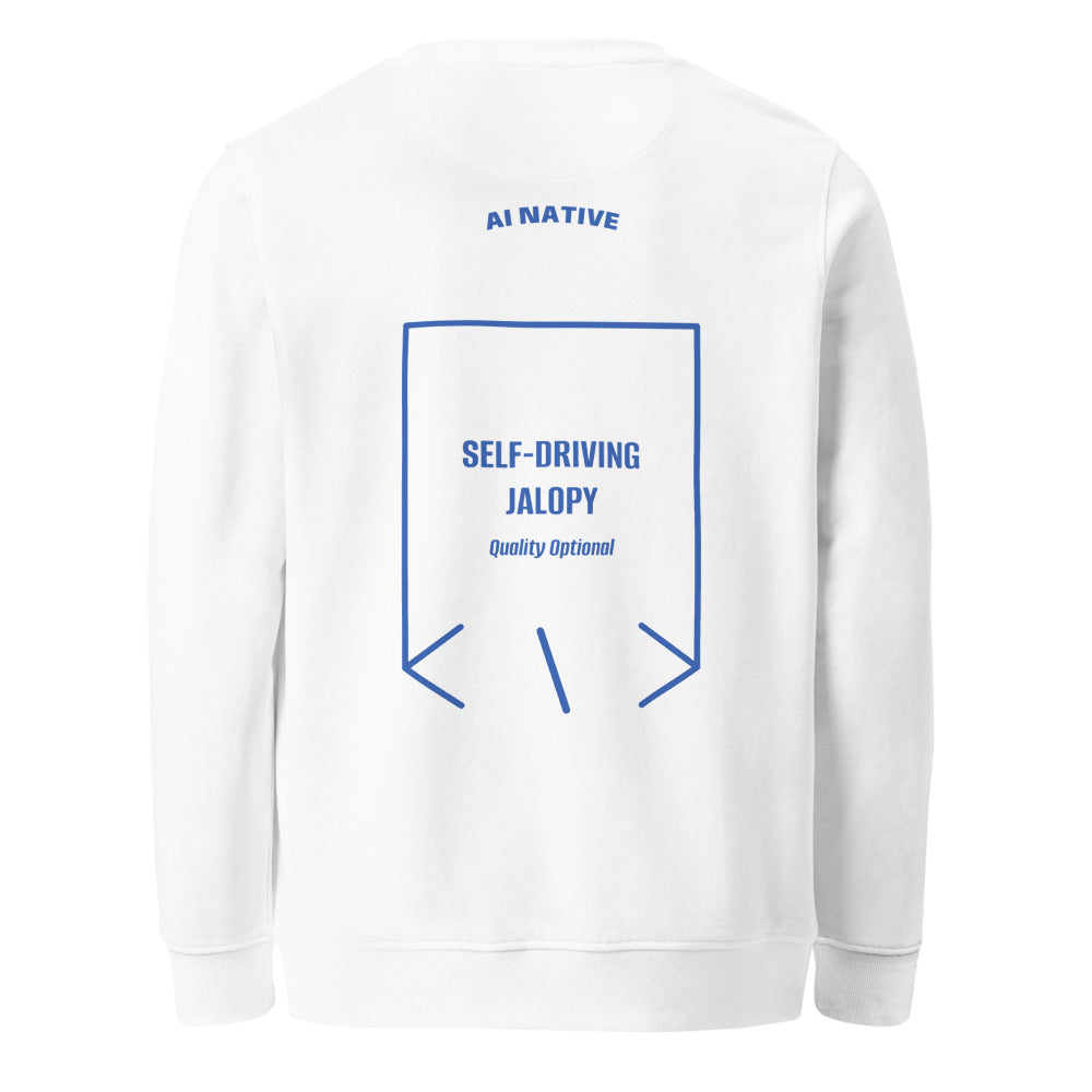 Self-Driving Jalopy — White Royal Blue back mockup