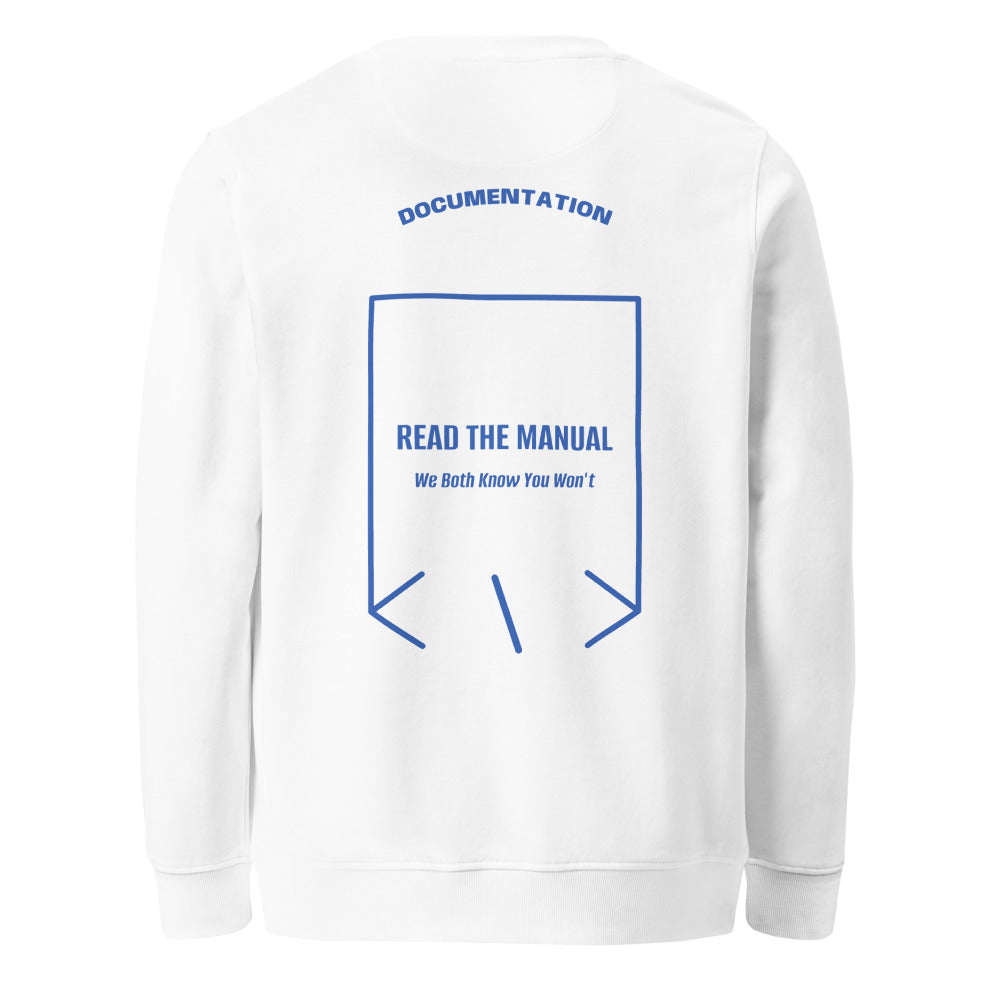 Read The Manual — White Royal Blue back mockup