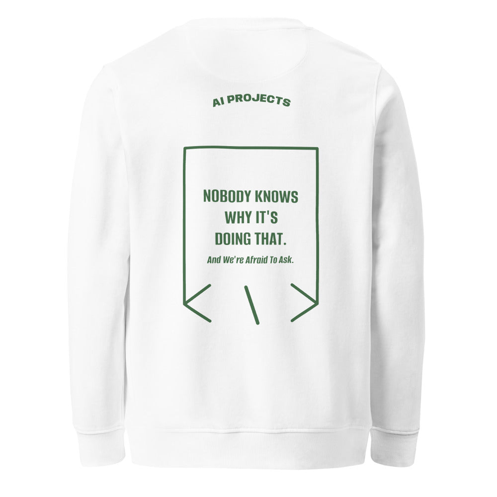 Nobody Knows Why It's Doing That. — White Bottle Green back mockup