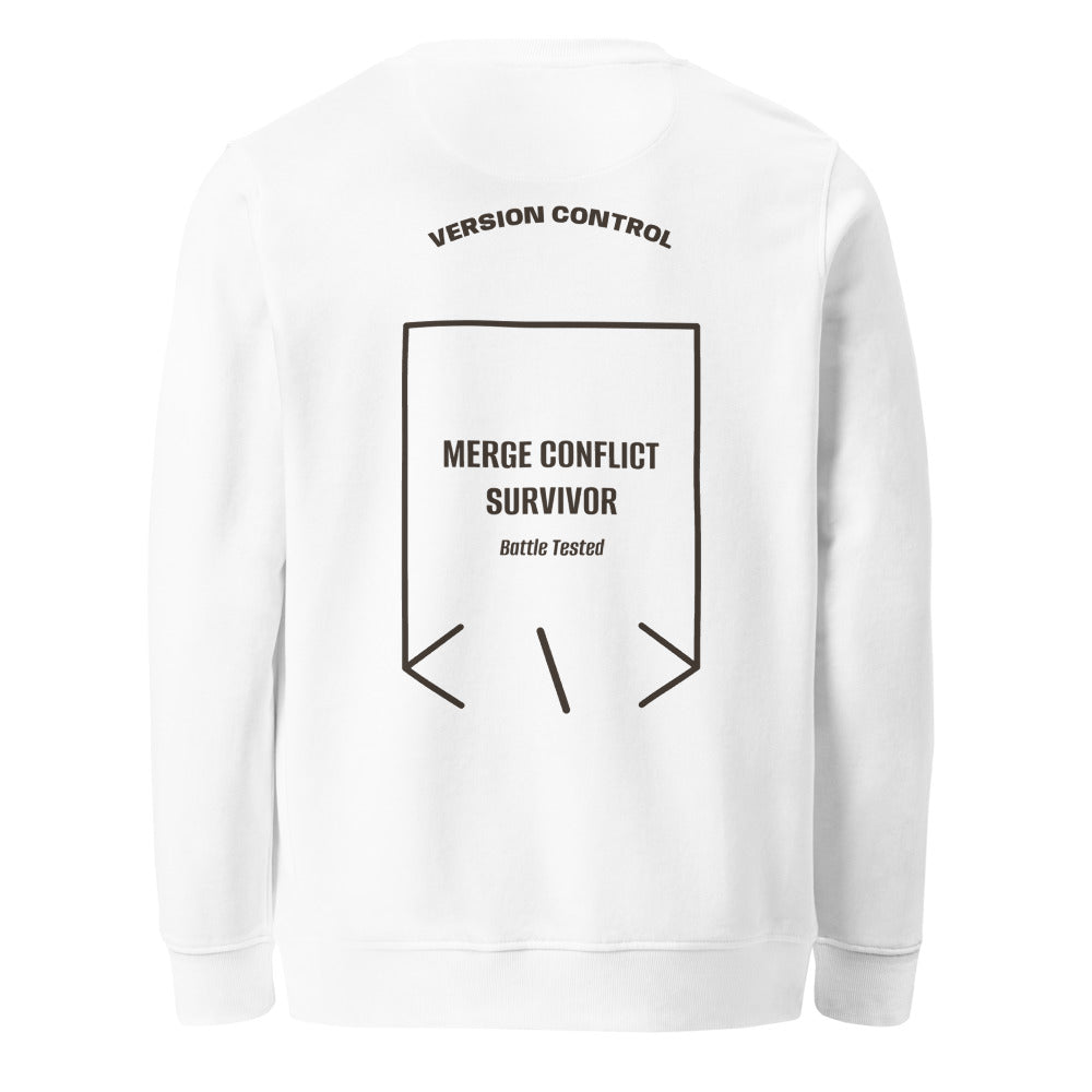 Merge Conflict Survivor — White Deep Charcoal Grey back mockup