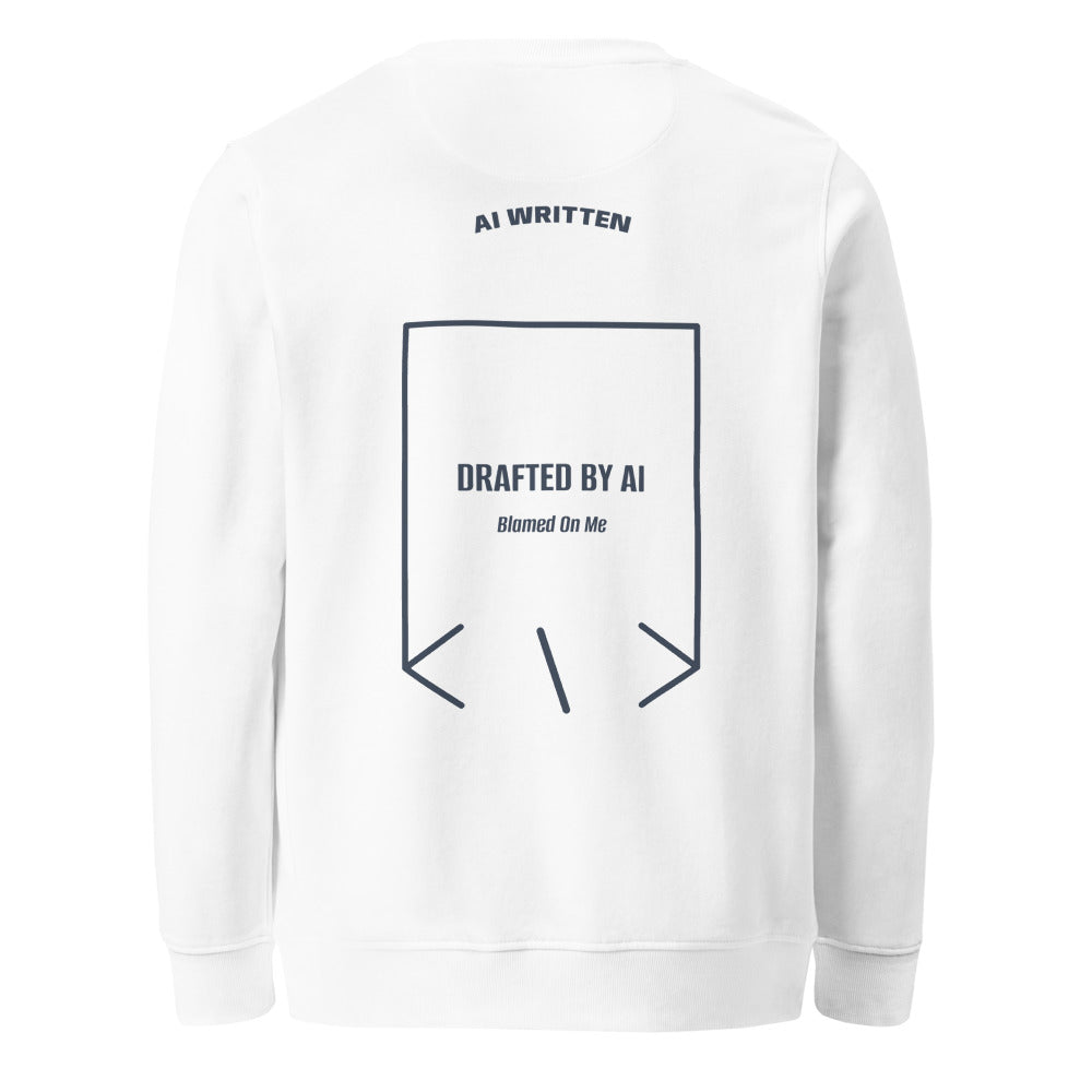 Drafted By AI — White French Navy back mockup