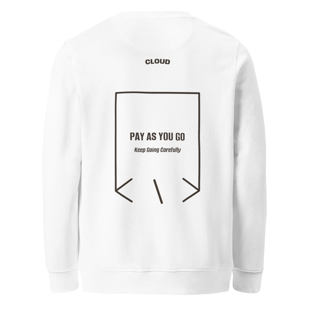 Pay As You Go — White Deep Charcoal Grey back mockup