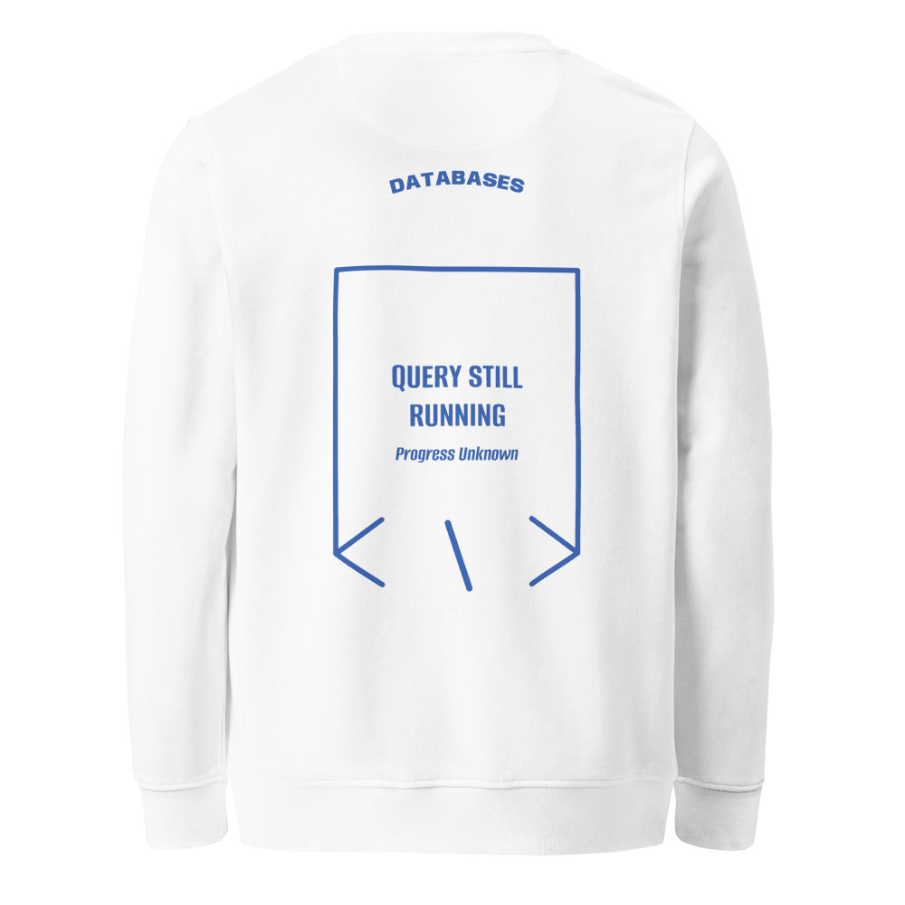 Query Still Running — White Royal Blue back mockup