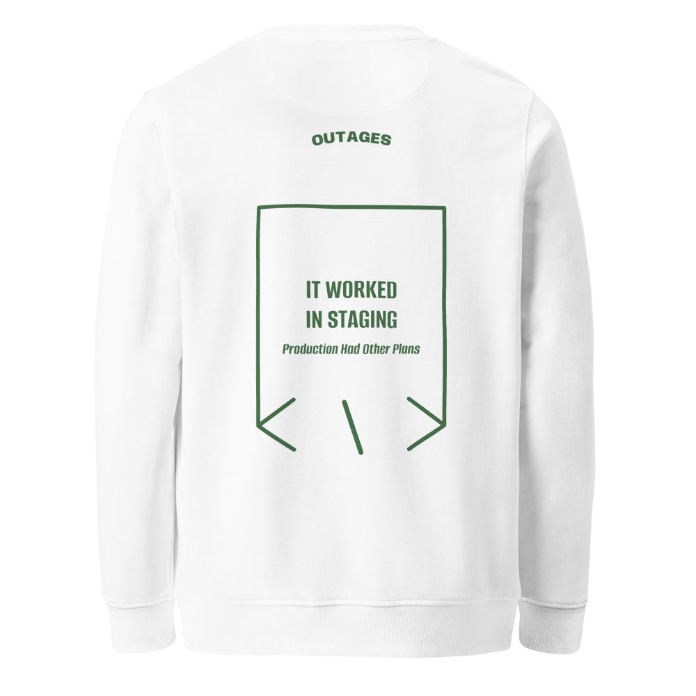 It Worked In Staging — White Bottle Green back mockup