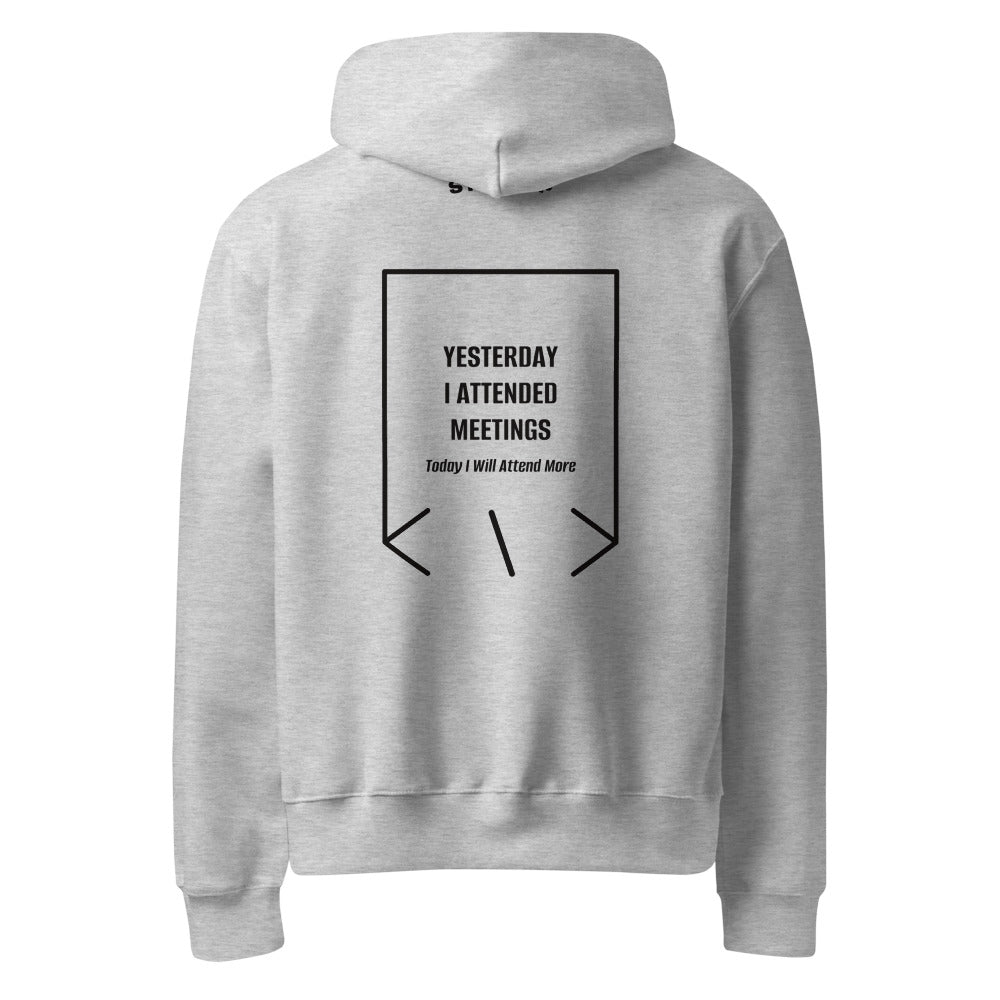 Yesterday I Attended Meetings — Athletic Heather Black back mockup
