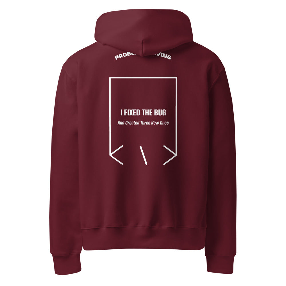 I Fixed The Bug — Maroon White back mockup