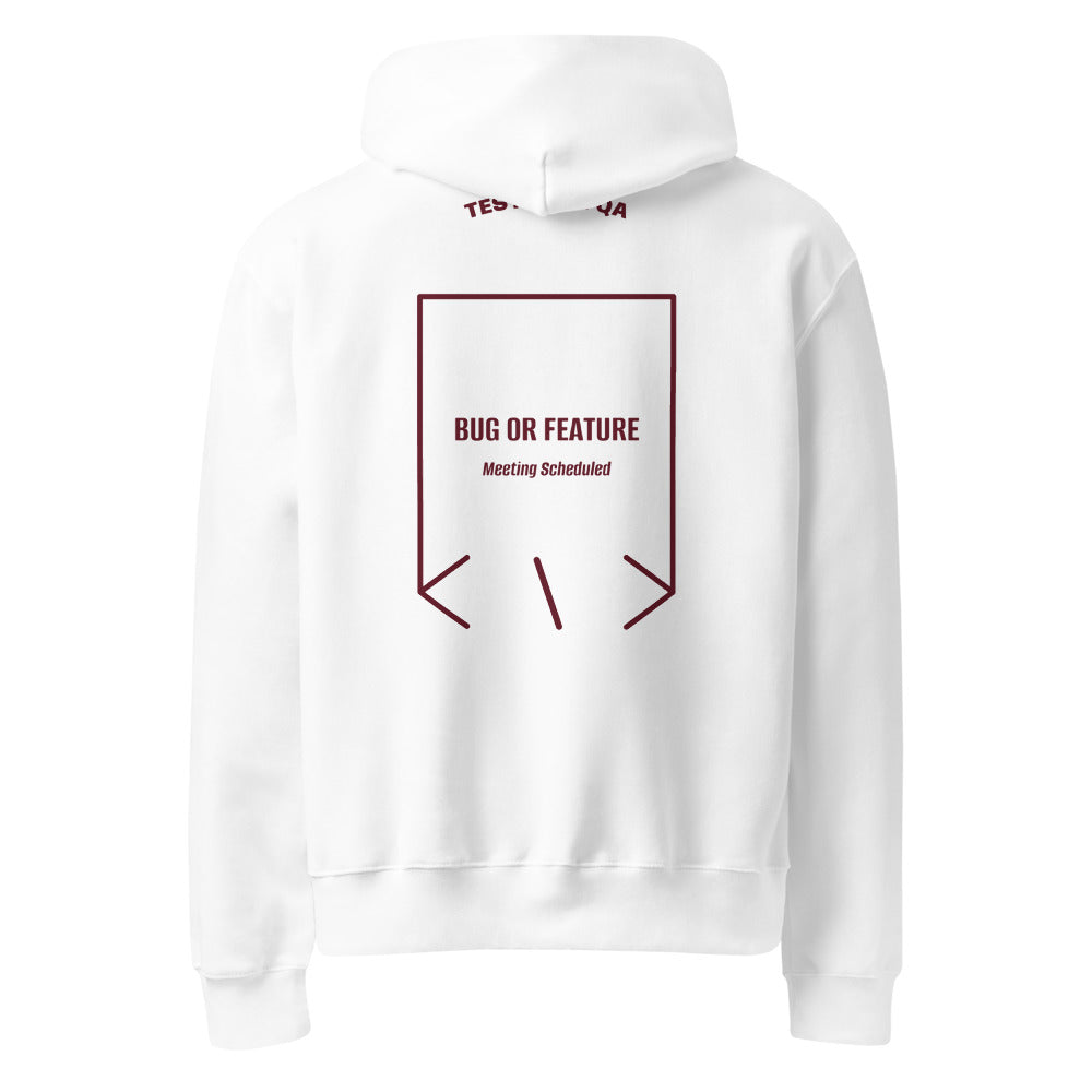 Bug Or Feature — White Maroon back mockup
