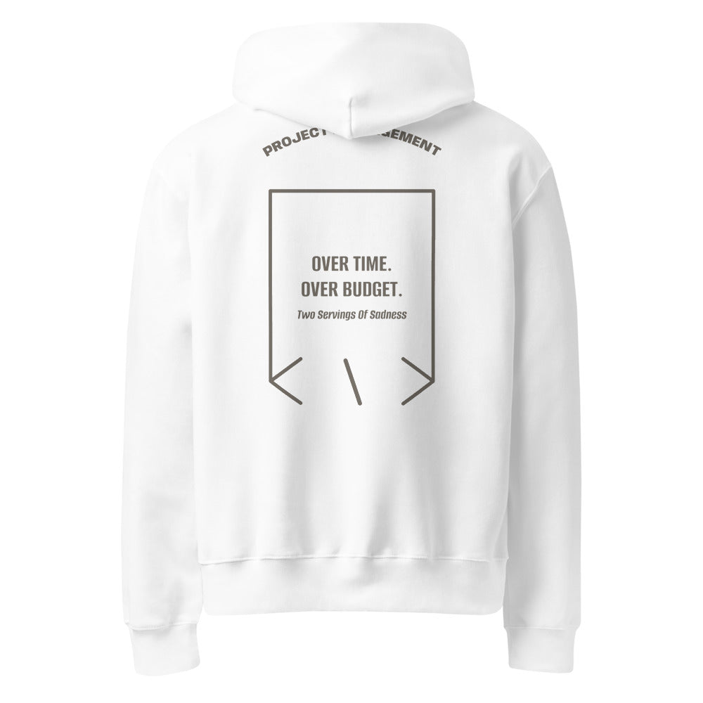 Over Time. Over Budget. — White Asphalt back mockup