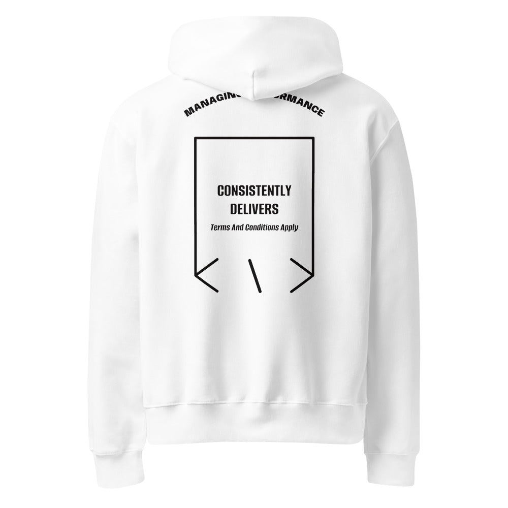Consistently Delivers — White Black back mockup