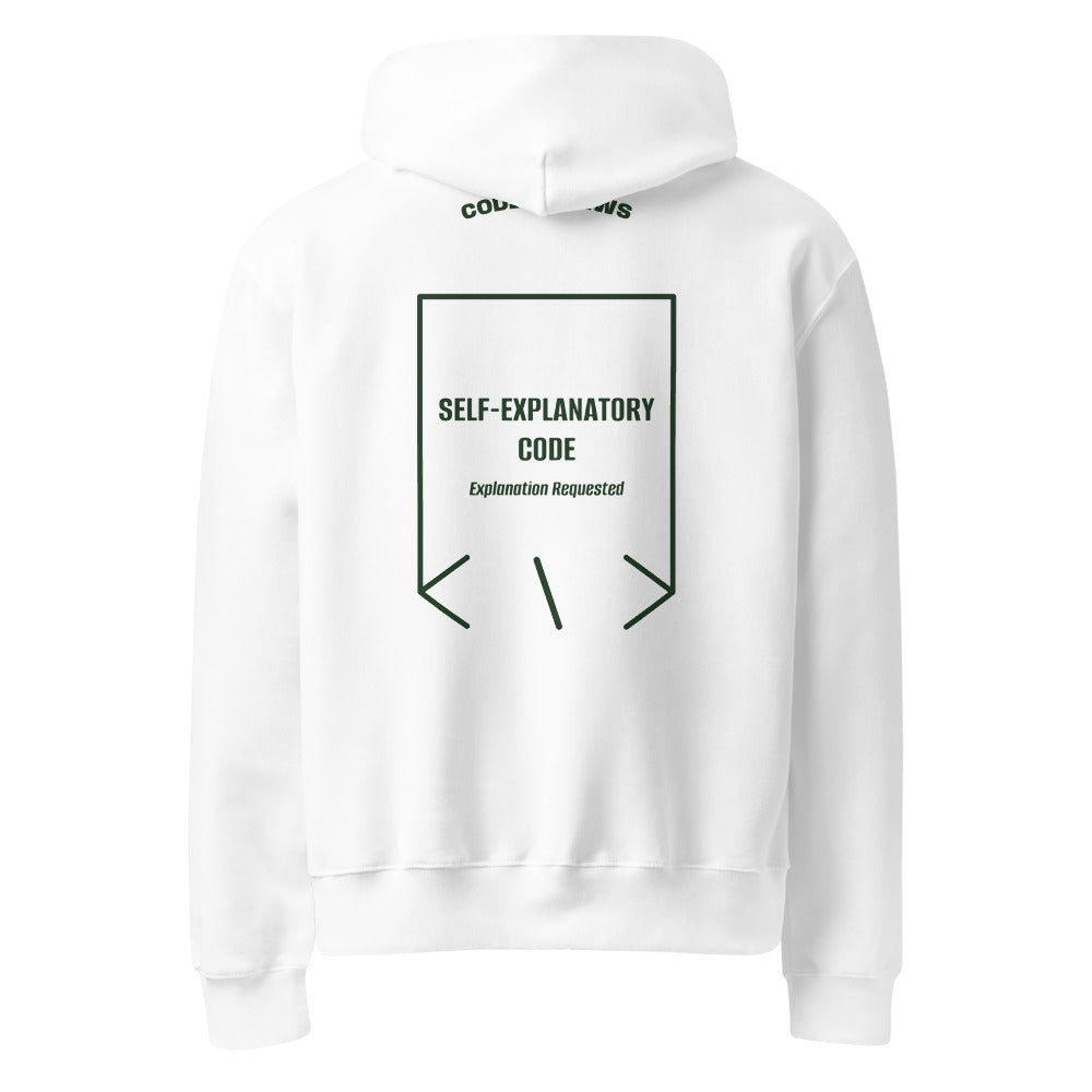 Self-Explanatory Code — White Forest back mockup